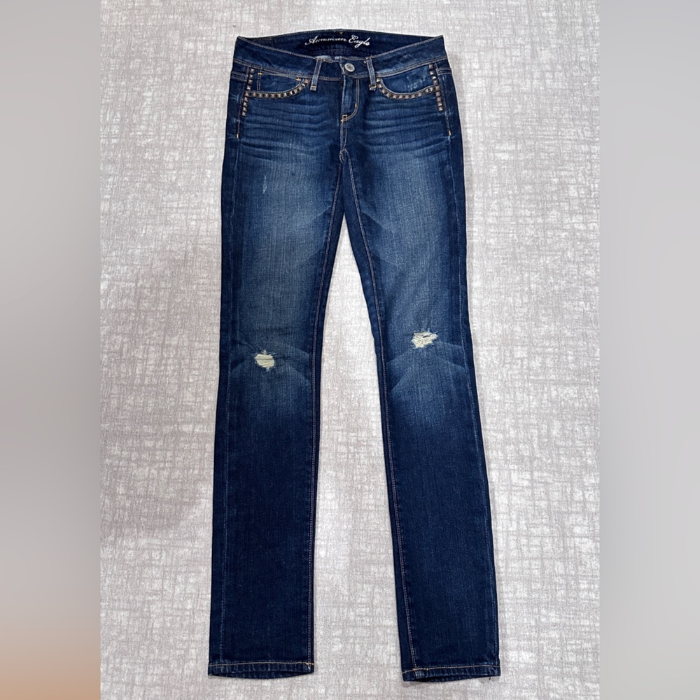 American Eagle Dark Wash Slouchy Skinny Jeans in Size 00